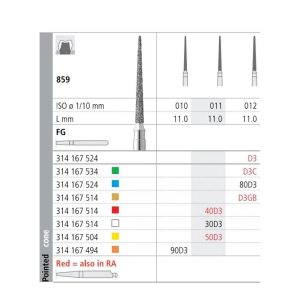fresa de diamante 859f 010 fg figura 166 grano fino